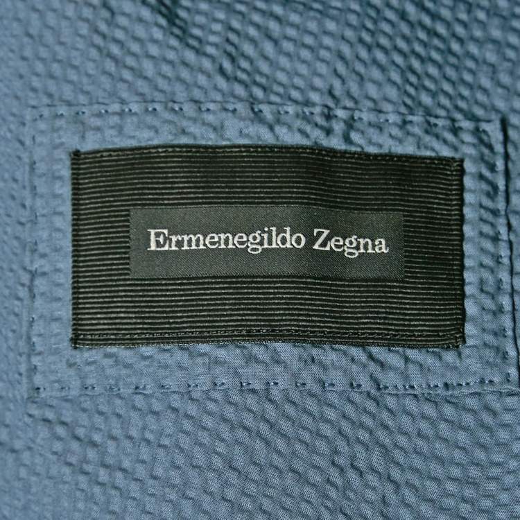 Pre Owned Ermenegildo Zegna Blue Textured Cotton Riviera Jacket XL