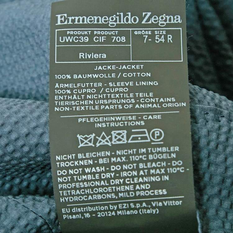 Pre Owned Ermenegildo Zegna Blue Textured Cotton Riviera Jacket XL