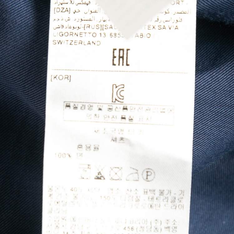 Pre Owned Ermenegildo Zegna Blue Cotton Long Sleeve Shirt L