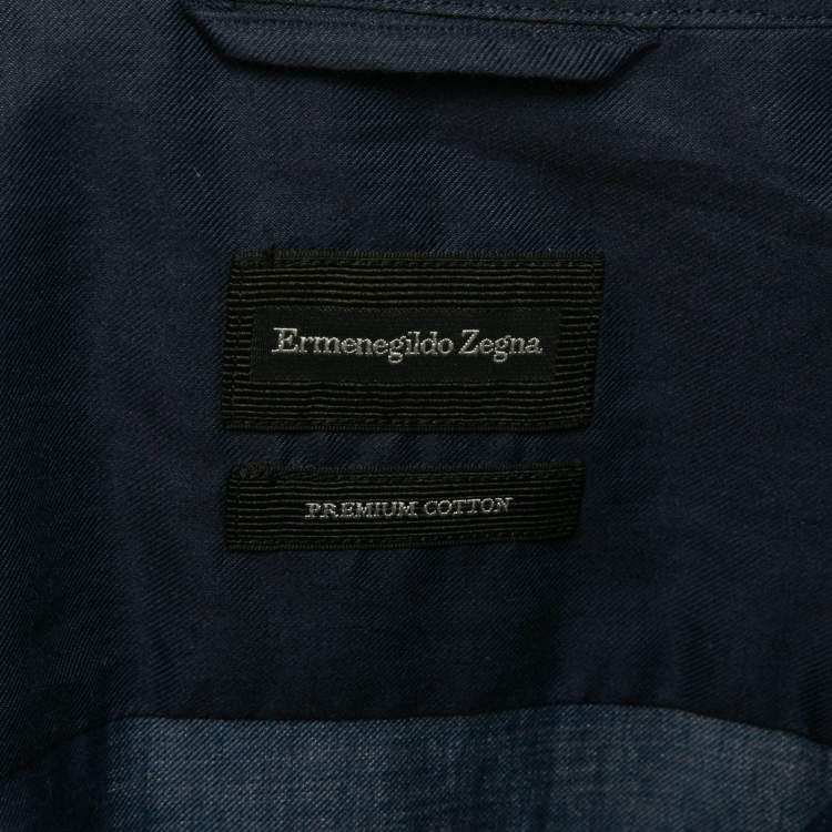 Pre Owned Ermenegildo Zegna Blue Cotton Long Sleeve Shirt L