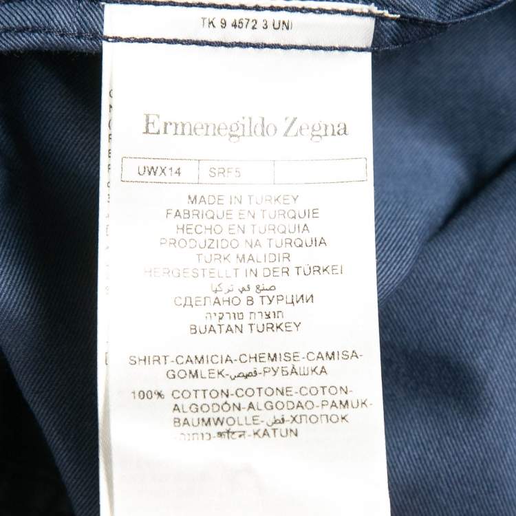 Pre Owned Ermenegildo Zegna Blue Cotton Long Sleeve Shirt L