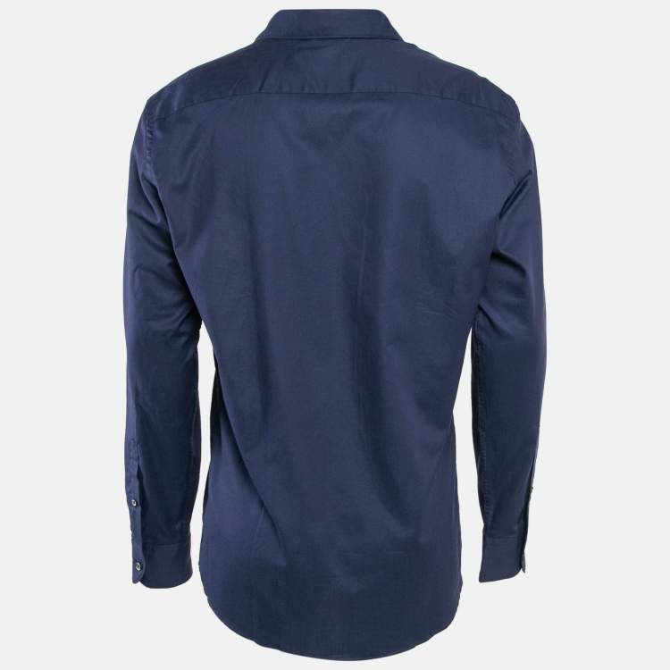 Pre Owned Ermenegildo Zegna Blue Cotton Long Sleeve Shirt L