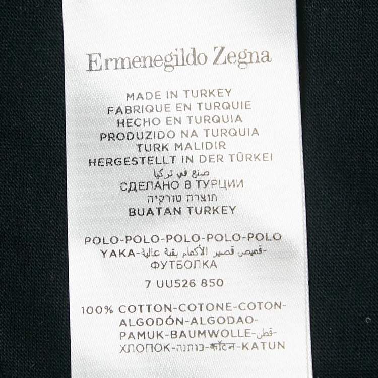 Pre Owned Ermenegildo Zegna Navy Blue Cotton Stretch Long Sleeve Polo T-Shirt XL