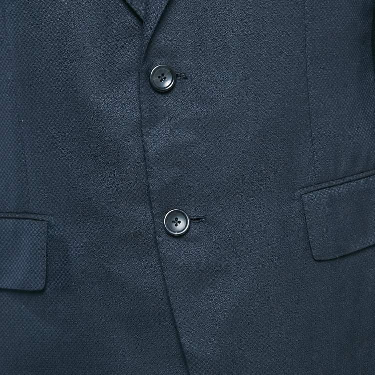 Pre Owned Ermenegildo Zegna Couture Navy Blue Cashmere Jacquard Jacket XL