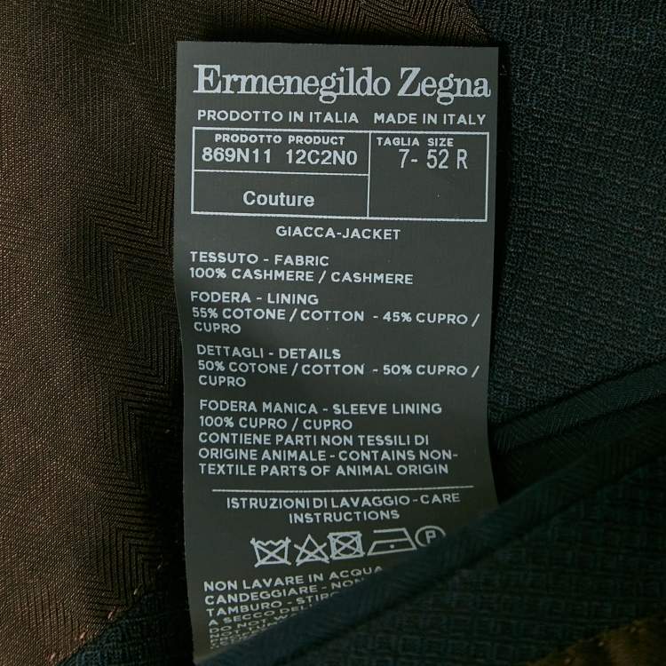 Pre Owned Ermenegildo Zegna Couture Navy Blue Cashmere Jacquard Jacket XL