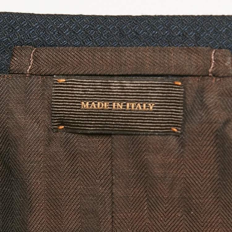 Pre Owned Ermenegildo Zegna Couture Navy Blue Cashmere Jacquard Jacket XL