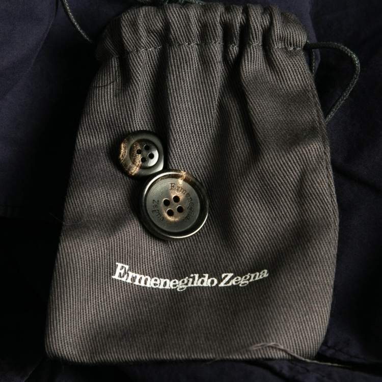 Pre Owned Ermenegildo Zegna Navy Blue Cotton Single Breasted Blazer XL