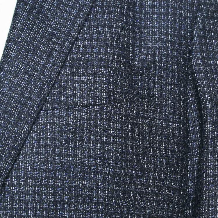 Pre Owned Ermenegildo Zegna Navy Blue Patterned Wool Blazer XXL