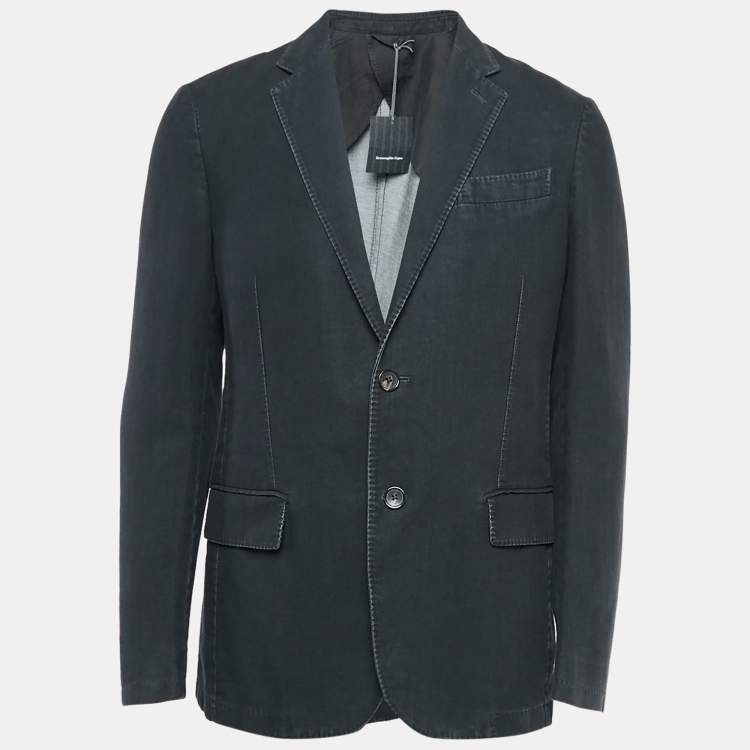 Pre Owned Ermenegildo Zegna Black Denim Single Breasted Blazer XL