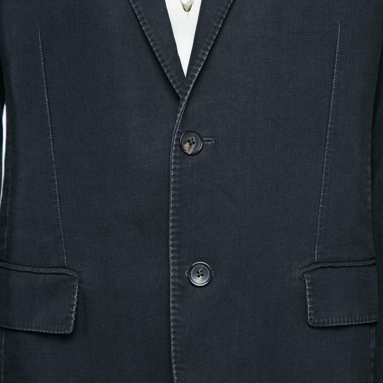 Pre Owned Ermenegildo Zegna Black Denim Single Breasted Blazer XL