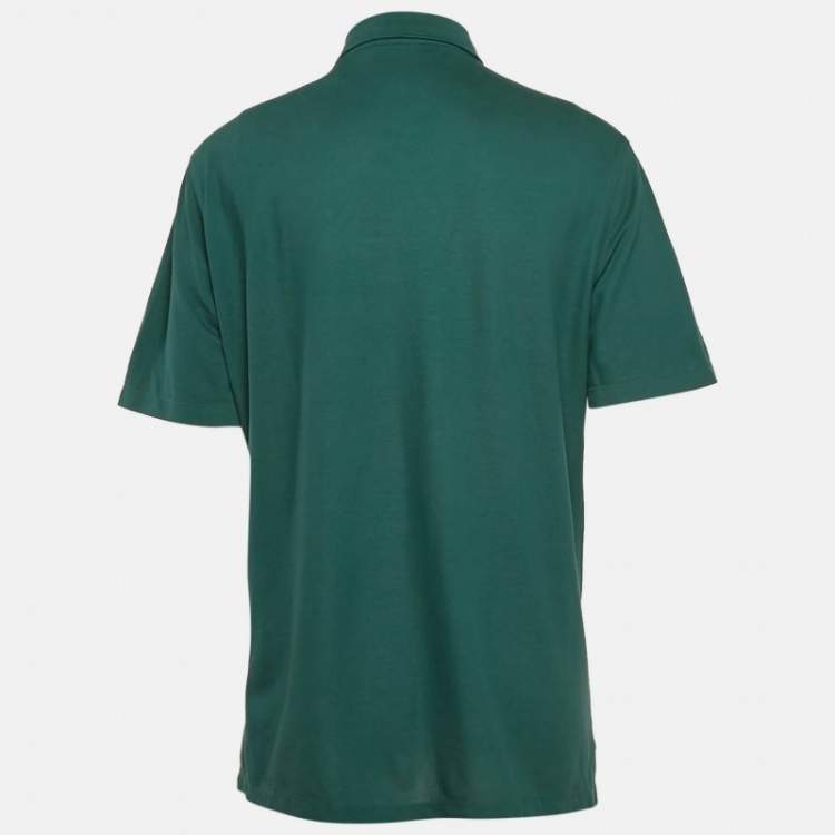 Pre Owned Ermenegildo Zegna Green Pique Cotton Polo T-Shirt XL