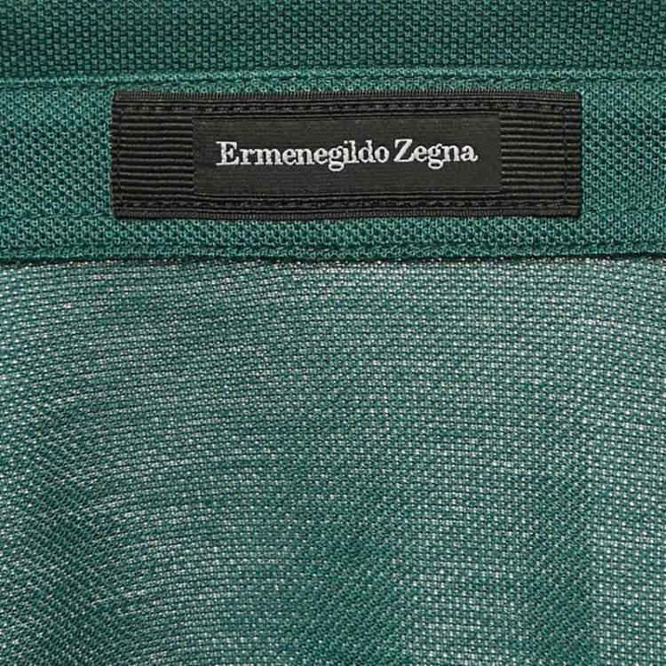 Pre Owned Ermenegildo Zegna Green Pique Cotton Polo T-Shirt XL