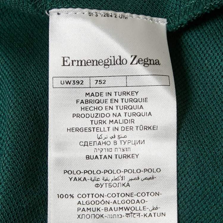 Pre Owned Ermenegildo Zegna Green Pique Cotton Polo T-Shirt XL