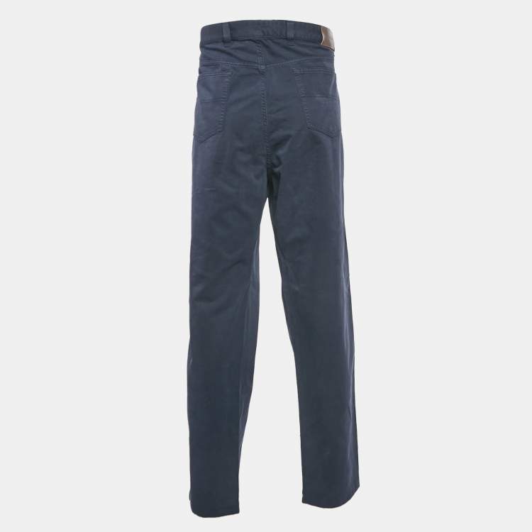 Pre Owned Ermenegildo Zegna Navy Blue Cotton Drill Trousers 4XL