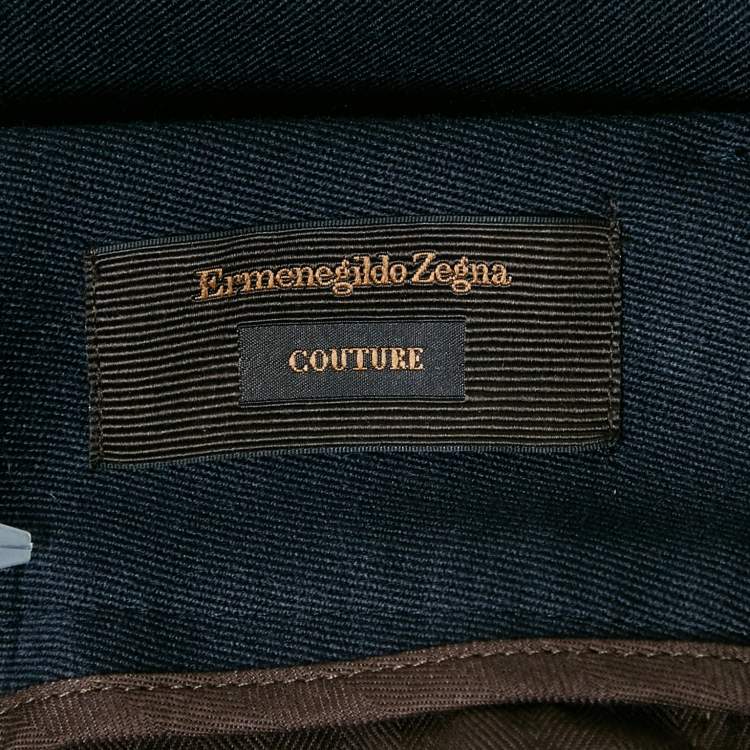 Pre Owned Ermenegildo Zegna Couture Navy Blue Gabardine Trousers M