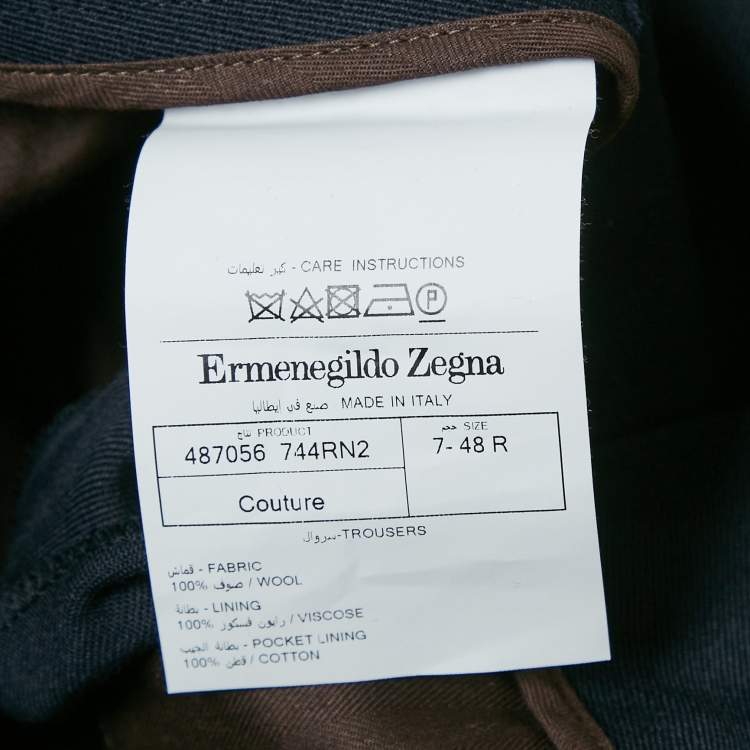 Pre Owned Ermenegildo Zegna Couture Navy Blue Gabardine Trousers M