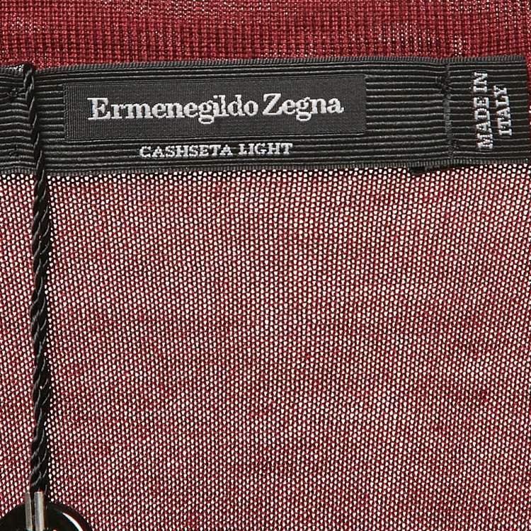 Pre Owned Ermenegildo Zegna Burgundy Cashmere V-Neck Sweater XXL