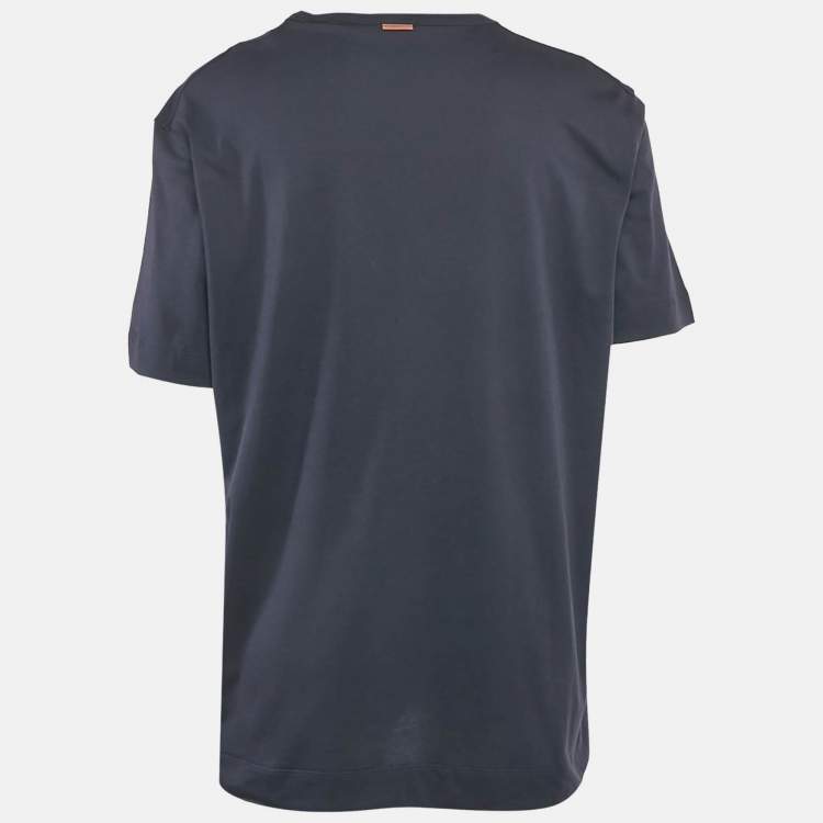 Pre Owned Ermenegildo Zegna Navy Cotton Jersey Crew Neck T-Shirt XXL