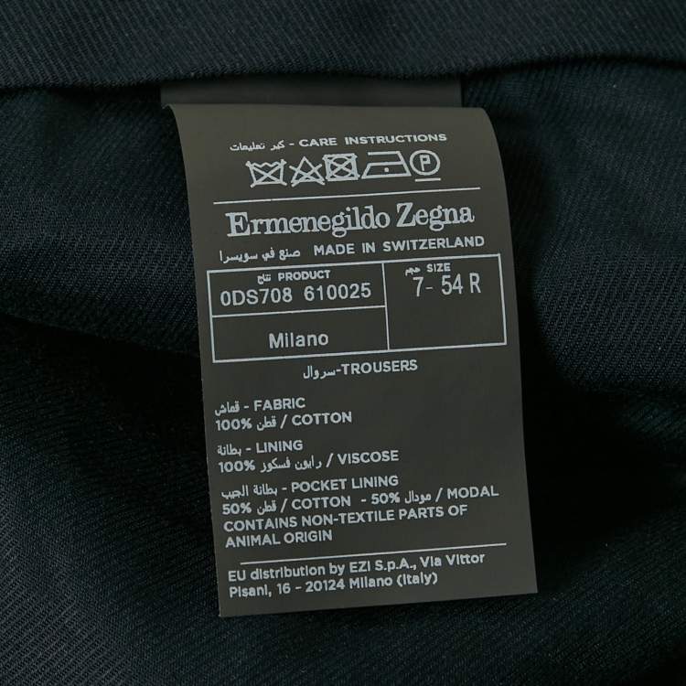Pre Owned Ermenegildo Zegna Navy Blue Cotton Gabardine Trousers XXL