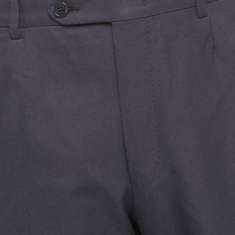 Pre Owned Ermenegildo Zegna Navy Blue Cotton Gabardine Trousers XXL