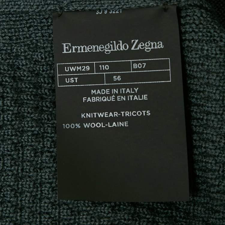 Pre Owned Ermenegildo Zegna Bluish Grey Patterned Wool Knit Jumper XXXL