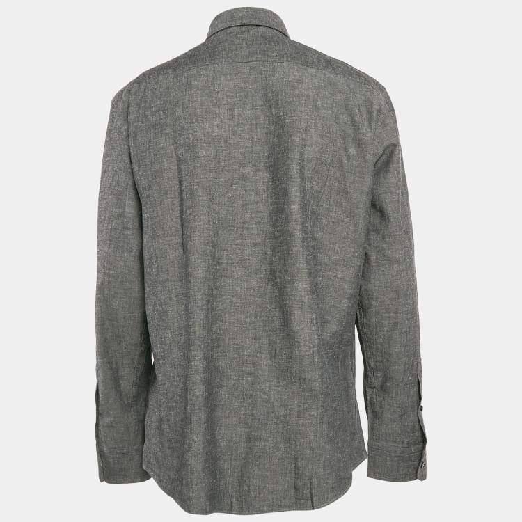 Pre Owned Ermenegildo Zegna Grey Cotton Button Front Shirt XL