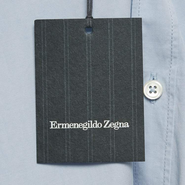 Pre Owned Ermenegildo Zegna Blue Cotton Button Front Shirt XXXL