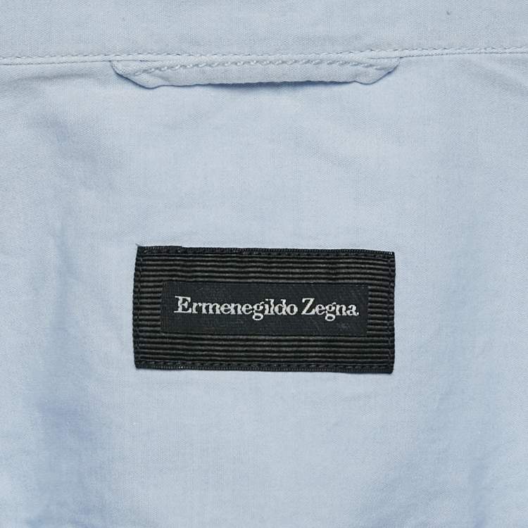 Pre Owned Ermenegildo Zegna Blue Cotton Button Front Shirt XXXL
