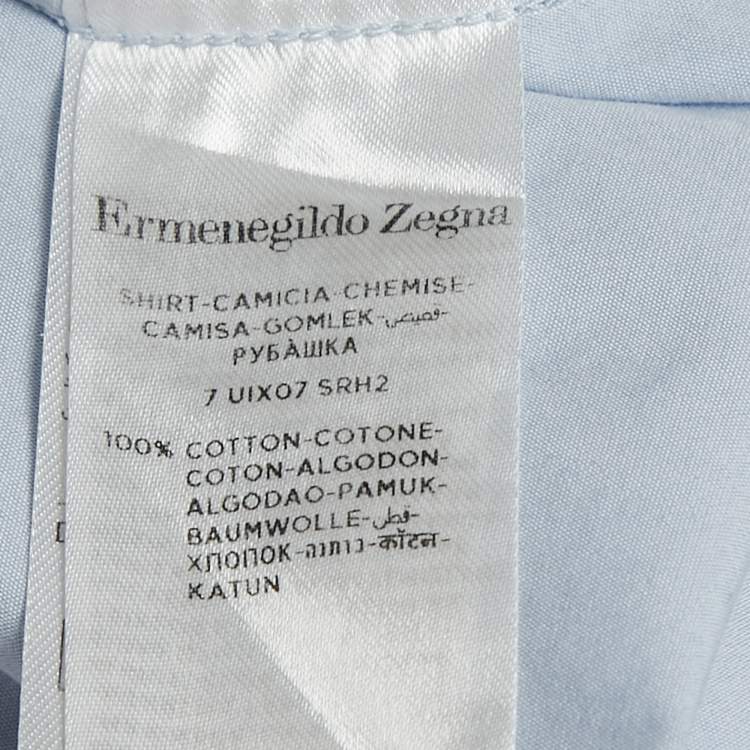 Pre Owned Ermenegildo Zegna Blue Cotton Button Front Shirt XXXL