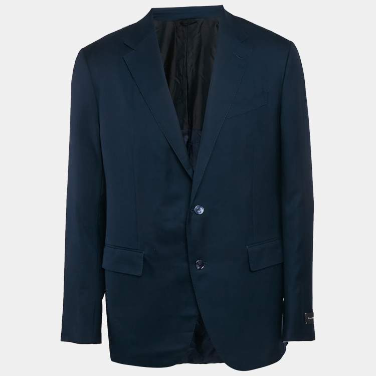 Pre Owned Ermenegildo Zegna Easy Light Blue Gabardine Cashmere Blazer XXL