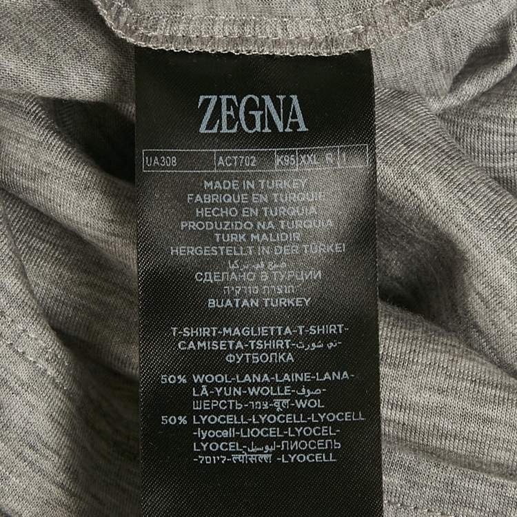 Pre Owned Zegna Techmerino Grey Wool & Lyocell Jersey Crew Neck T-Shirt XXL