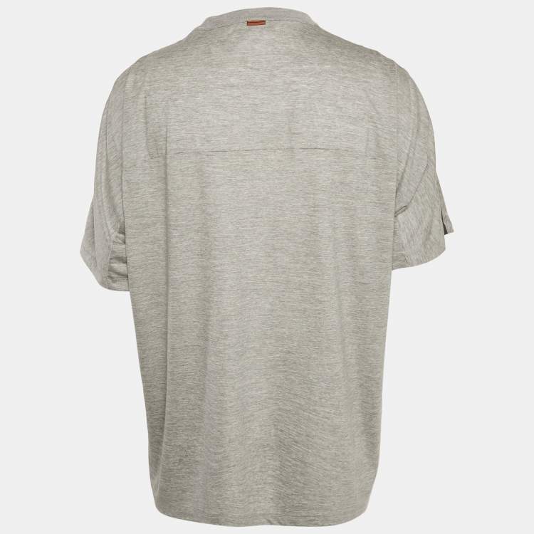 Pre Owned Zegna Techmerino Grey Wool & Lyocell Jersey Crew Neck T-Shirt XXL