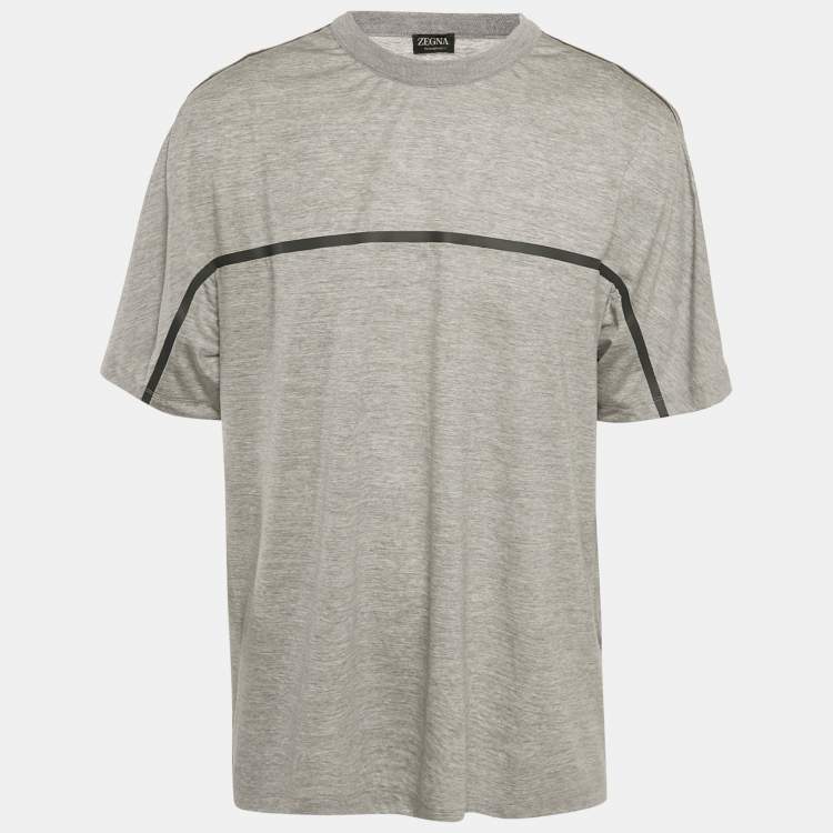 Pre Owned Zegna Techmerino Grey Wool & Lyocell Jersey Crew Neck T-Shirt XXL