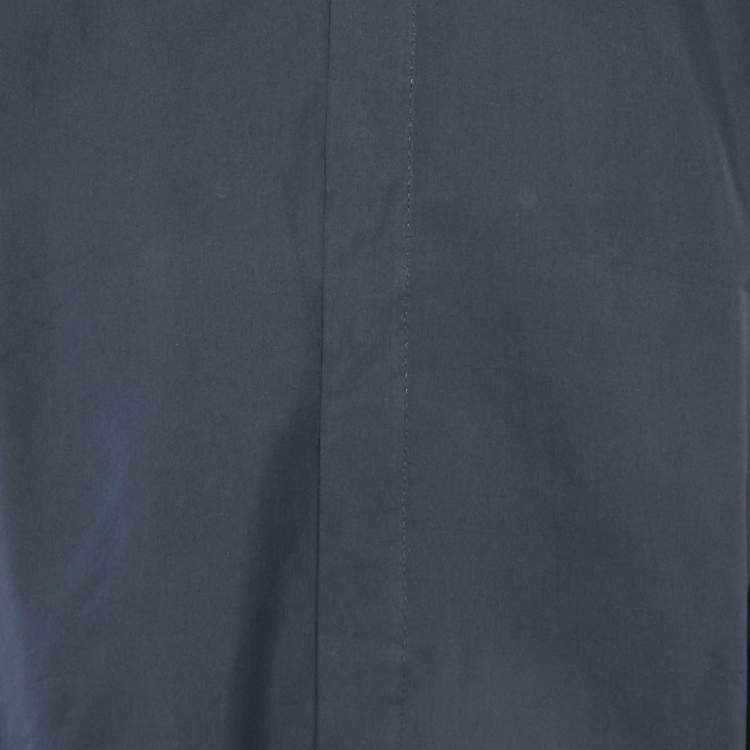 Pre Owned Ermenegildo Zegna Navy Blue Cotton Blend Tailored Fit Shirt XXL