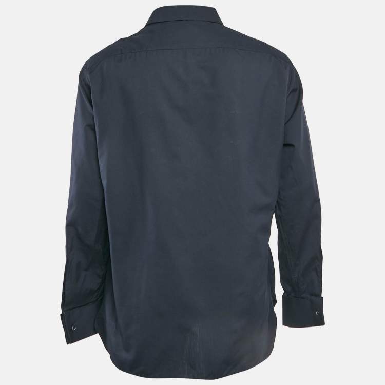 Pre Owned Ermenegildo Zegna Navy Blue Cotton Blend Tailored Fit Shirt XXL
