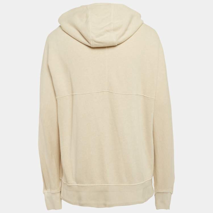 Pre Owned Ermenegildo Zegna Beige Cotton Hooded Sweatshirt L
