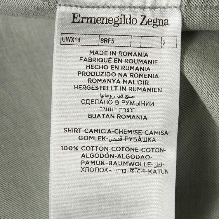 Pre Owned Ermenegildo Zegna Green Cotton Button Front Shirt XL