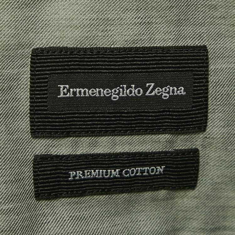 Pre Owned Ermenegildo Zegna Green Cotton Button Front Shirt XL
