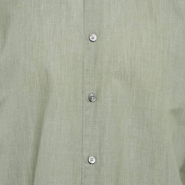 Pre Owned Ermenegildo Zegna Green Cotton Button Front Shirt XL