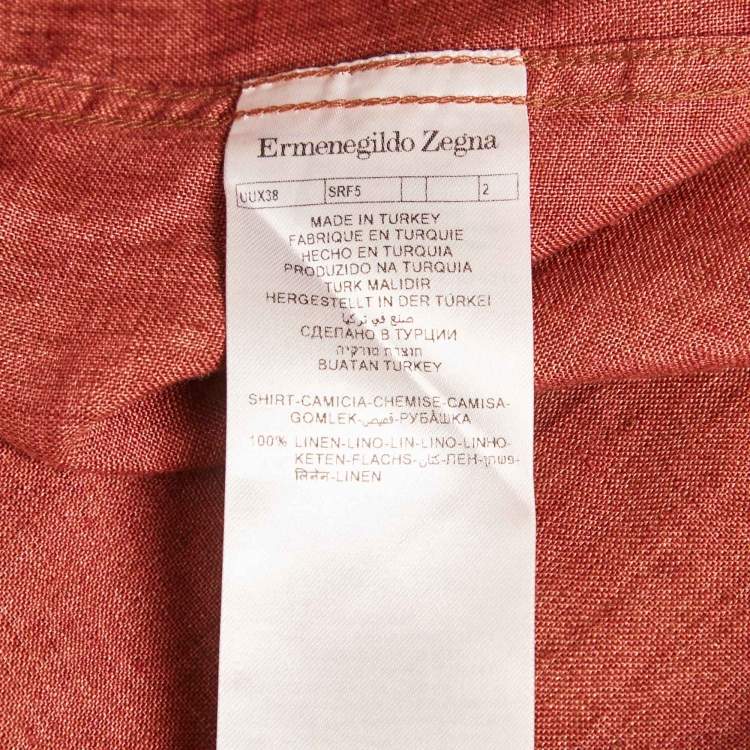 Pre Owned Ermenegildo Zegna Brown Linen Button Front Shirt XL