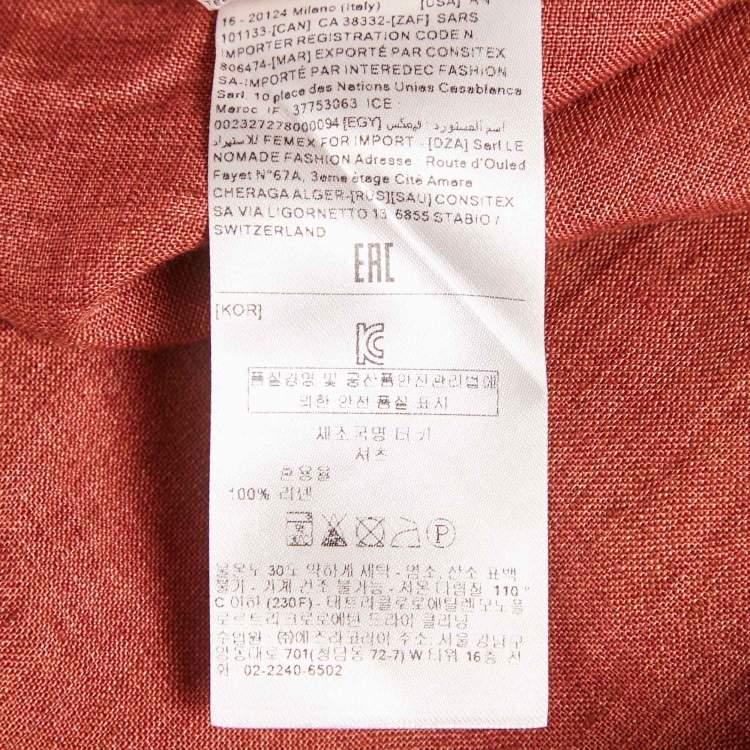 Pre Owned Ermenegildo Zegna Brown Linen Button Front Shirt XL
