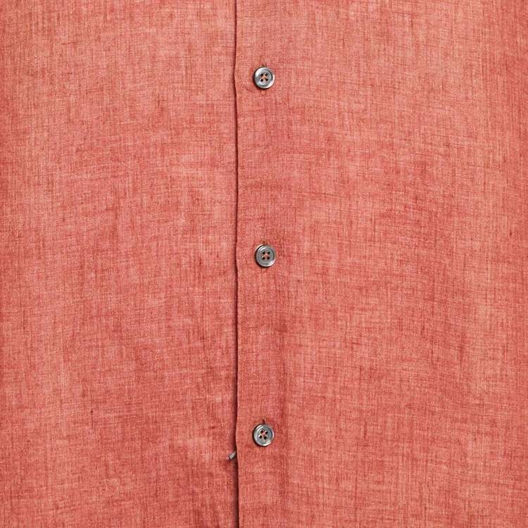 Pre Owned Ermenegildo Zegna Brown Linen Button Front Shirt XL