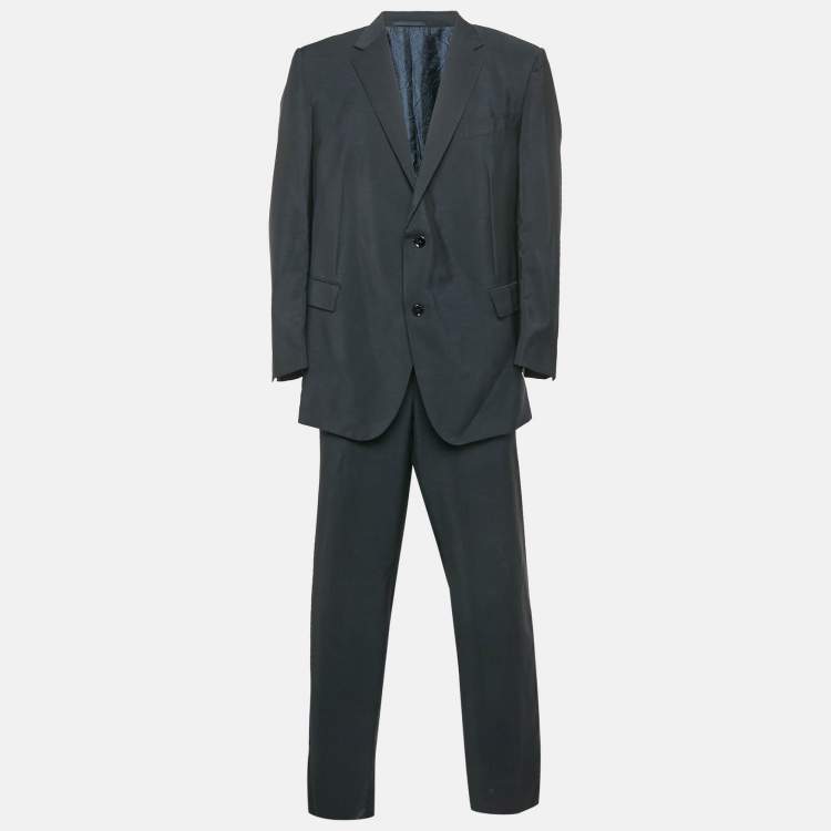 Pre Owned Ermenegildo Zegna Navy Blue Wool Blend Made To Wear Suit 6XL