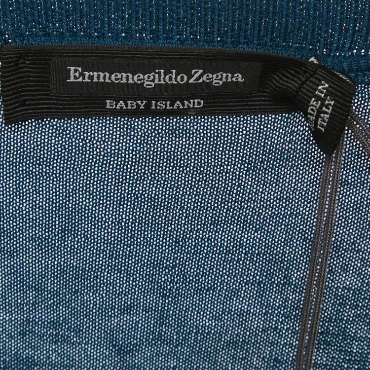Pre Owned Ermenegildo Zegna Blue Cotton Knit Crew Neck Sweatshirt 4XL