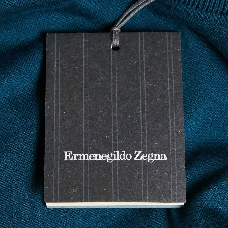 Pre Owned Ermenegildo Zegna Blue Cotton Knit Crew Neck Sweatshirt 4XL