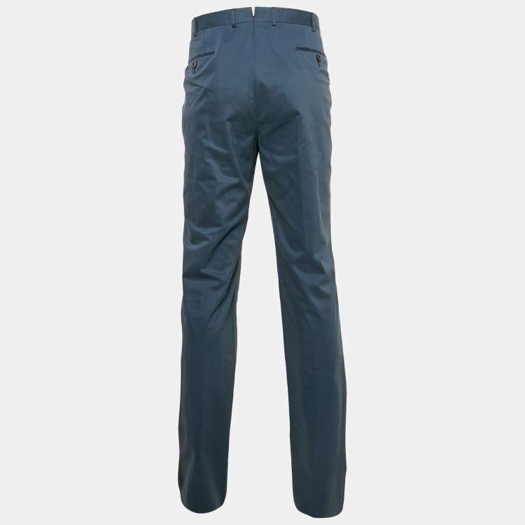 Pre Owned Ermenegildo Zegna Blue Cotton Trousers XXXL