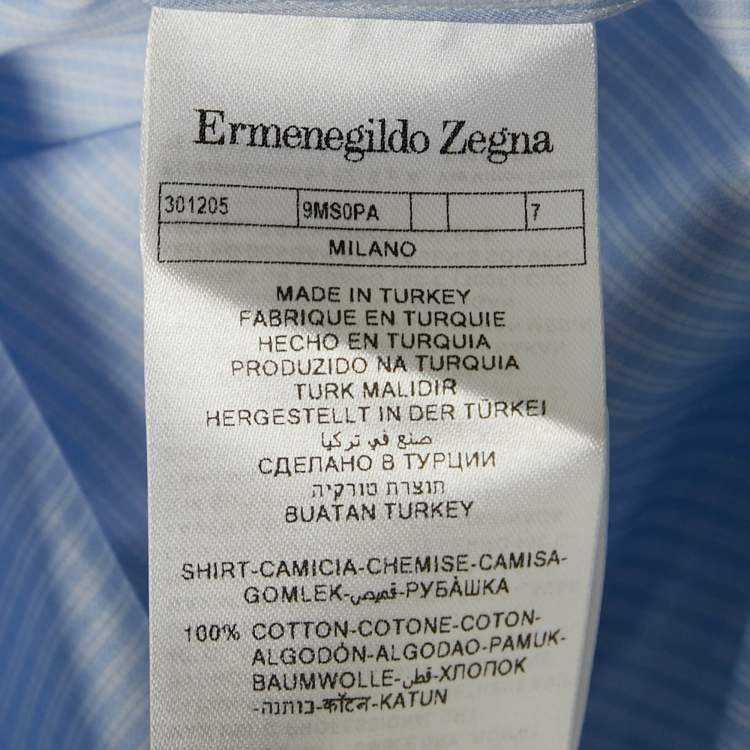 Pre Owned Ermenegildo Zegna Blue Checks Cotton 100fili Shirt XL