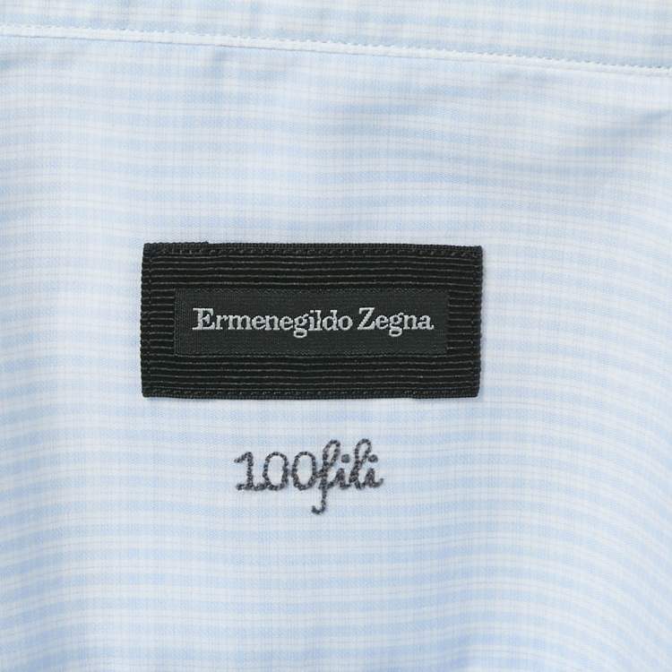 Pre Owned Ermenegildo Zegna Blue Checks Cotton 100fili Shirt XL