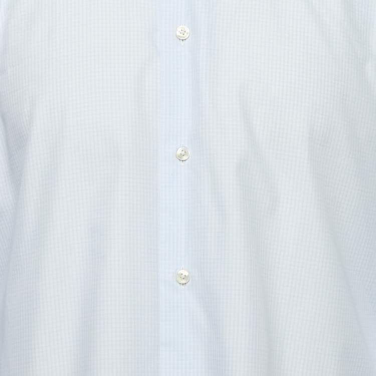 Pre Owned Ermenegildo Zegna Blue Checks Cotton 100fili Shirt XL