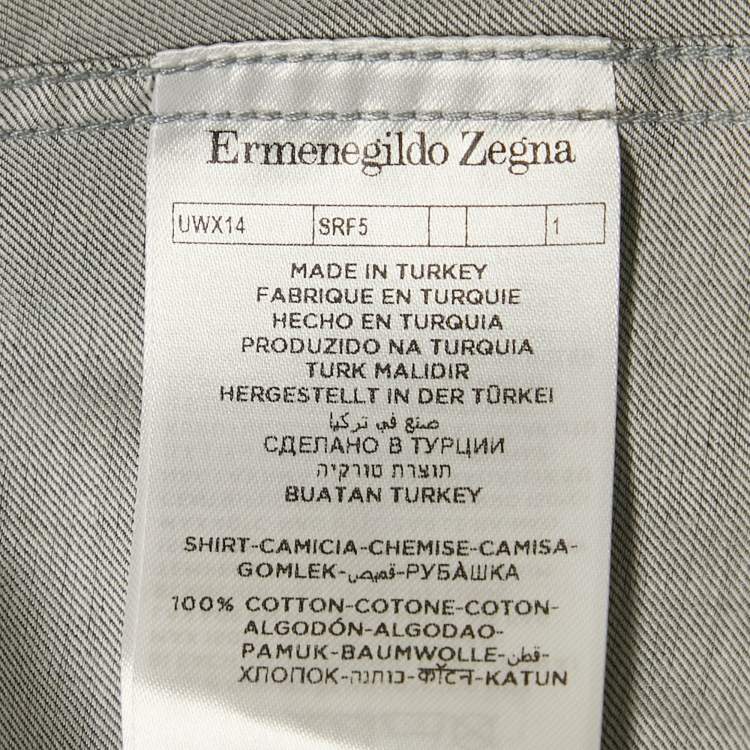 Pre Owned Ermenegildo Zegna Grey Cotton Button Front Shirt XL